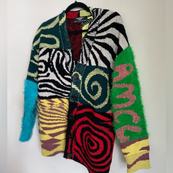 EUC STELLA MCCARTNEY + Ed Curtis patchwork jacquard-knit wool cardigan - Picture 8 of 12